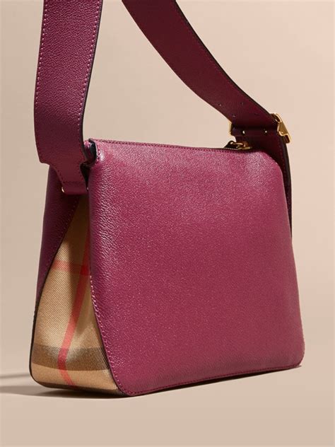 burberry buckle detail leather and house check crossbody bag|bloomingdale's burberry check note.